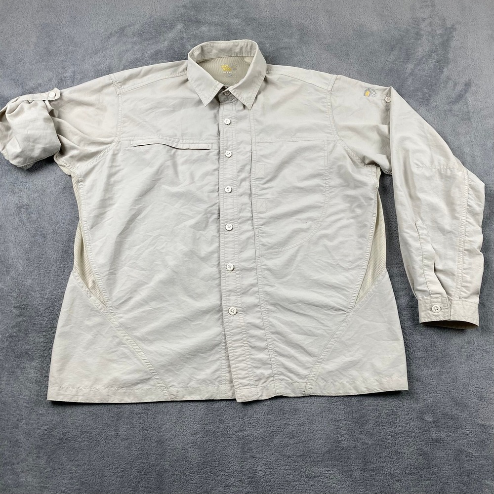 Mountain Hardwear Mens M Shirt Tan Long Sleeve Vented Hiking Button Up